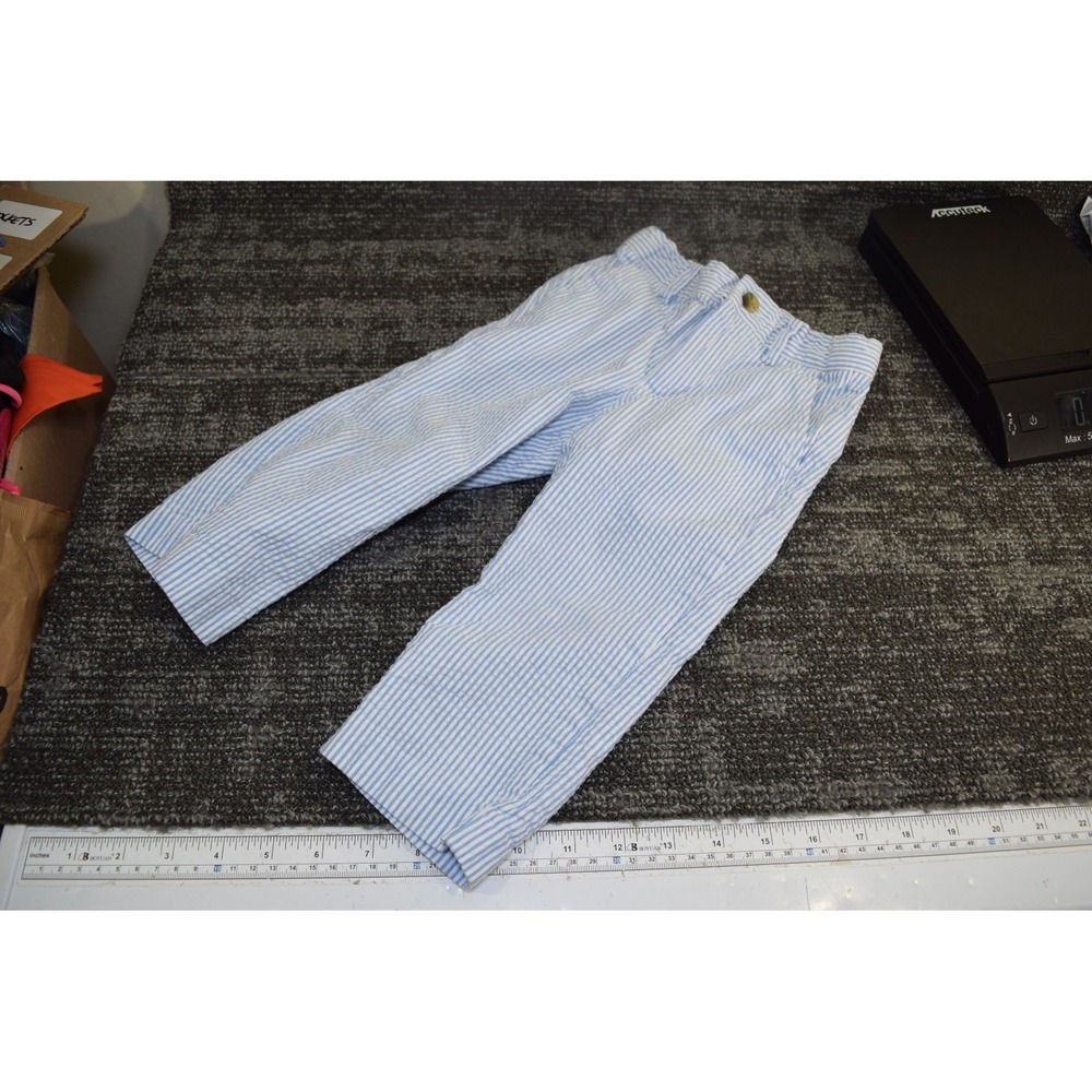 2024 Janie & Jack Seersucker Lightweight Summer Pants BOYS 18M 24M Blue White